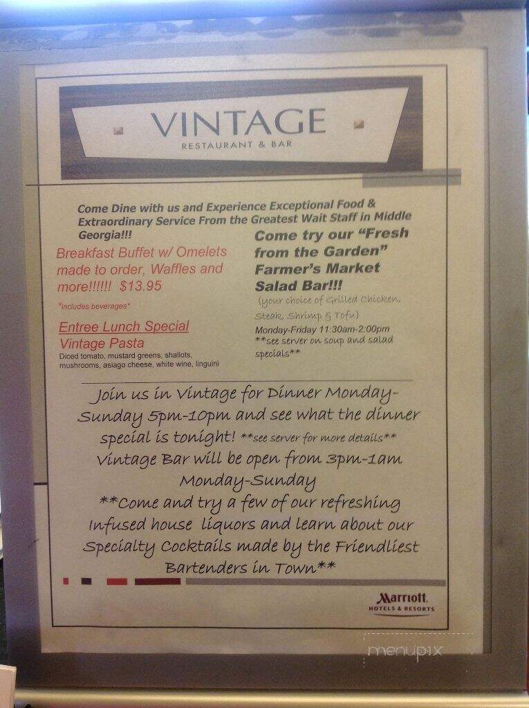 Vintage Restaurant and Bar - Macon, GA menu_pic