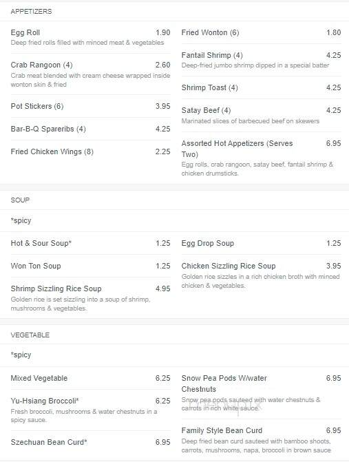 Fantastic Wok II - Mason, OH menu_pic