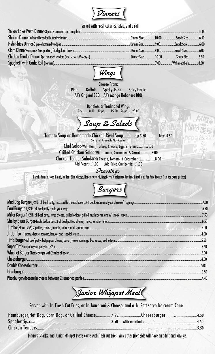 Paul's Drive In - Shelby, OH menu_pic