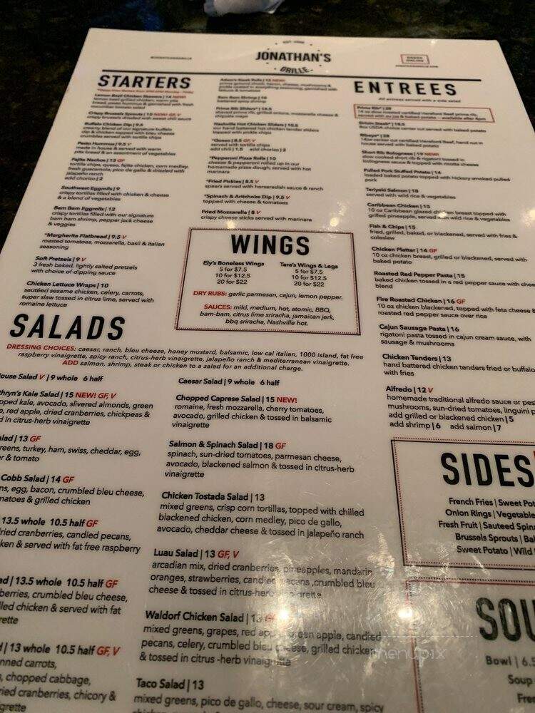Jonathan's Grille - Mount Juliet, TN menu_pic