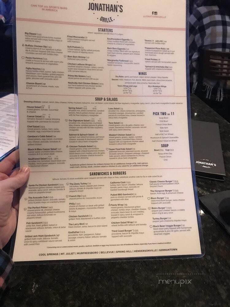 Jonathan's Grille - Mount Juliet, TN menu_pic