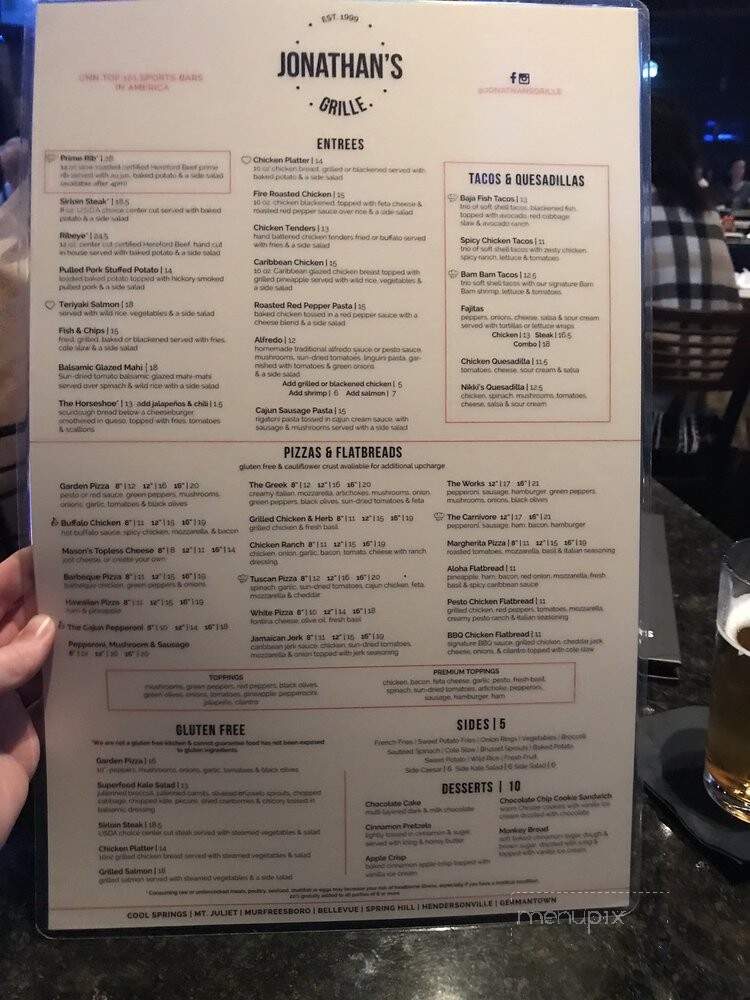 Jonathan's Grille - Mount Juliet, TN menu_pic