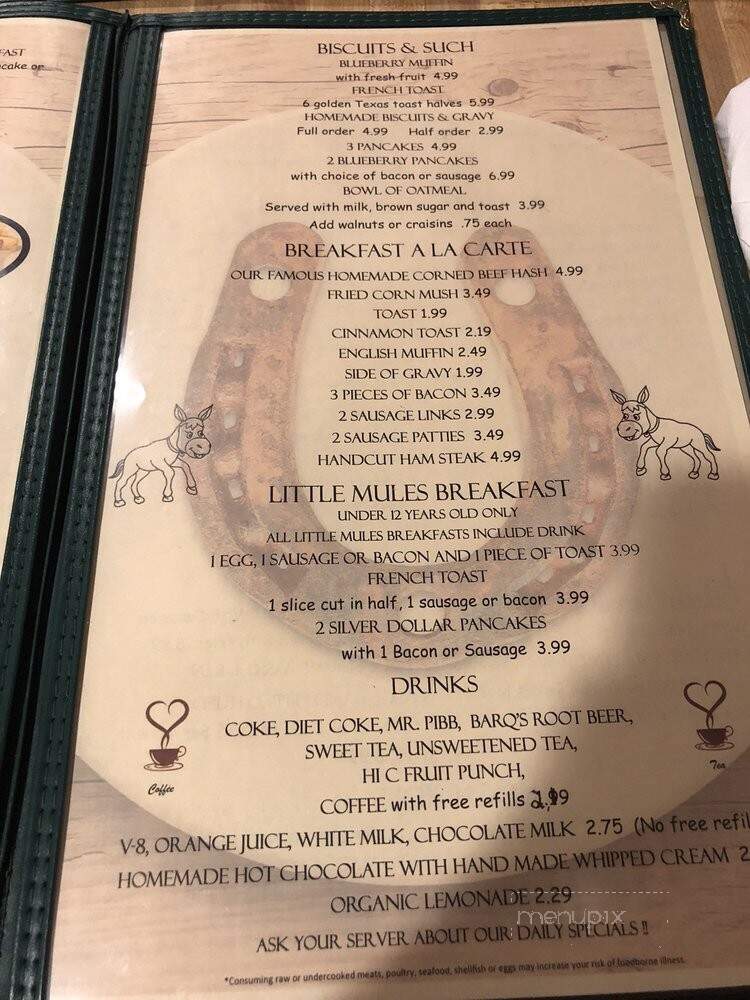 Becky's Happy Mule Cafe - Anderson, IN menu_pic