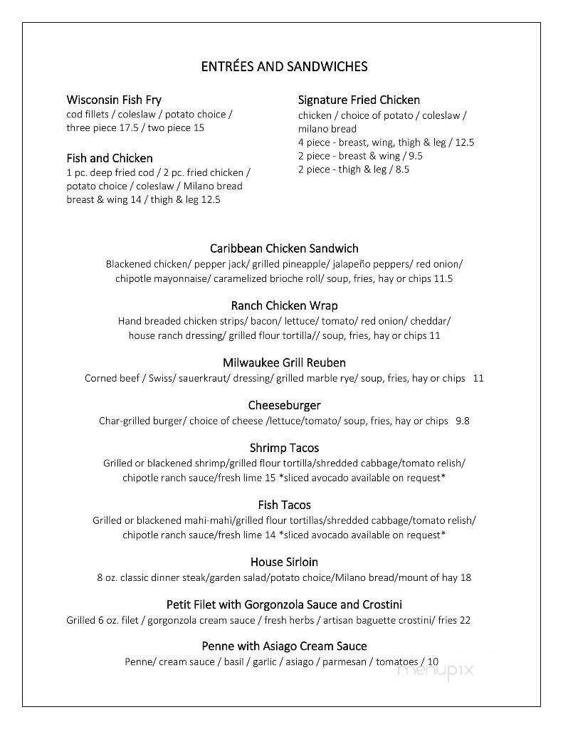 Milwaukee Grill Incorporated - Janesville, WI menu_pic