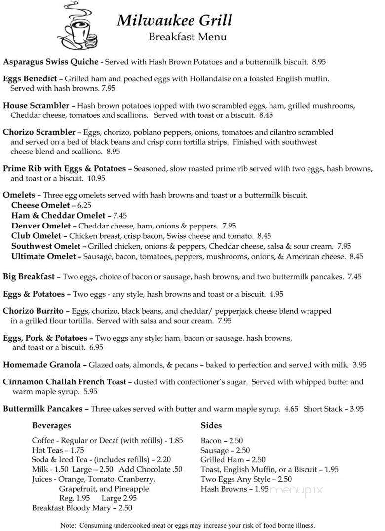 Milwaukee Grill Incorporated - Janesville, WI menu_pic