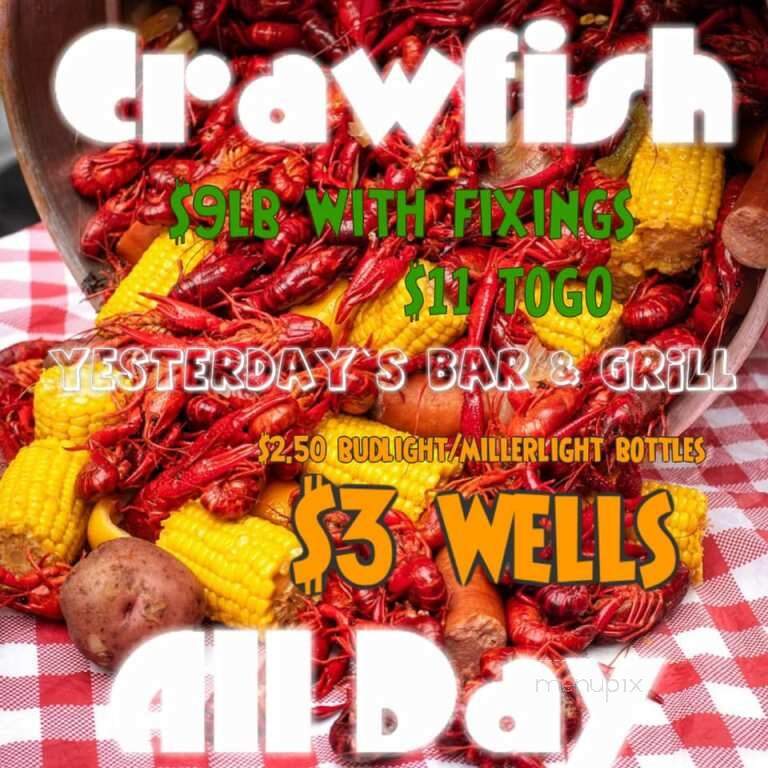 Yesterdays Bar & Grill - Bryan, TX menu_pic