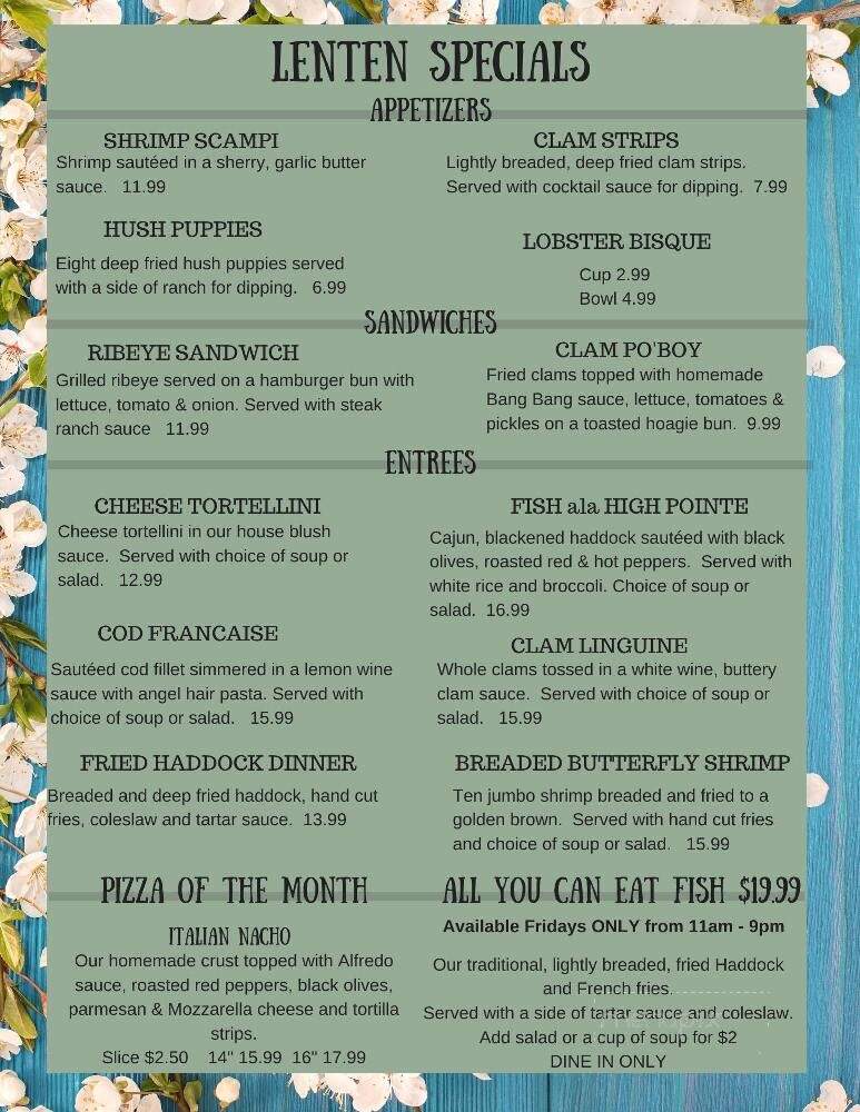High Pointe - Niles, OH menu_pic