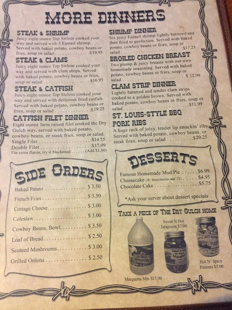 Dry Gulch Steakhouse - Prescott, AZ menu_pic