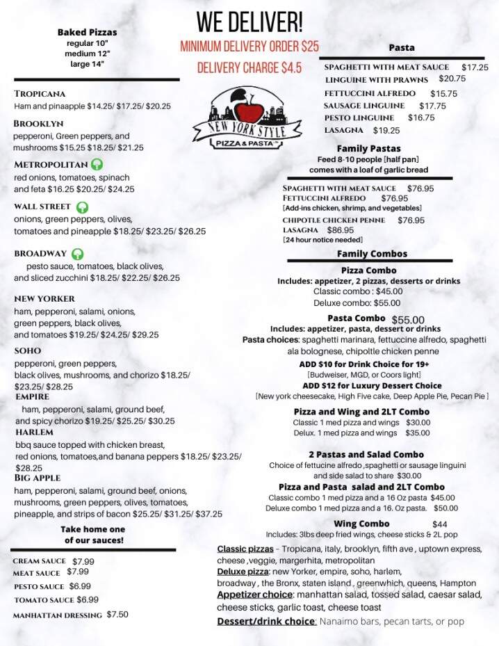 New York Style Pizza & Pasta - Nanaimo, BC menu_pic