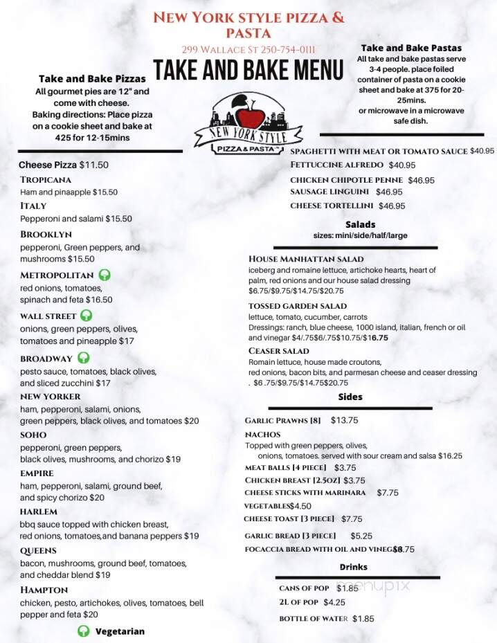 New York Style Pizza & Pasta - Nanaimo, BC menu_pic