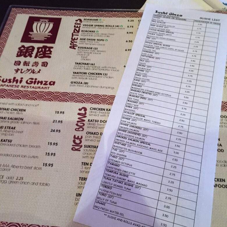 Sushi Ginza - Calgary, AB menu_pic