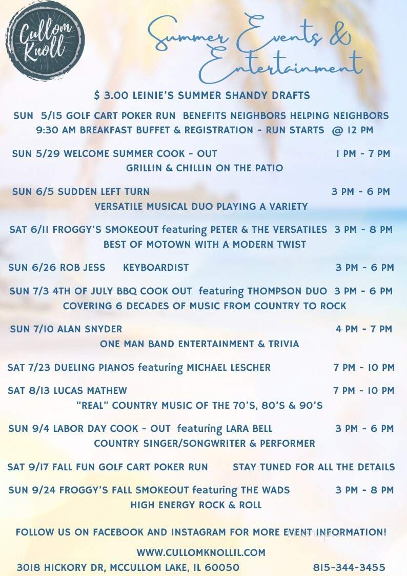 Cullom Knoll Inn & Restaurant - Mccullom Lake, IL menu_pic
