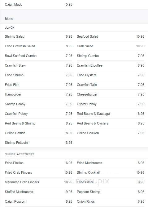 Savoie's - Shreveport, LA menu_pic