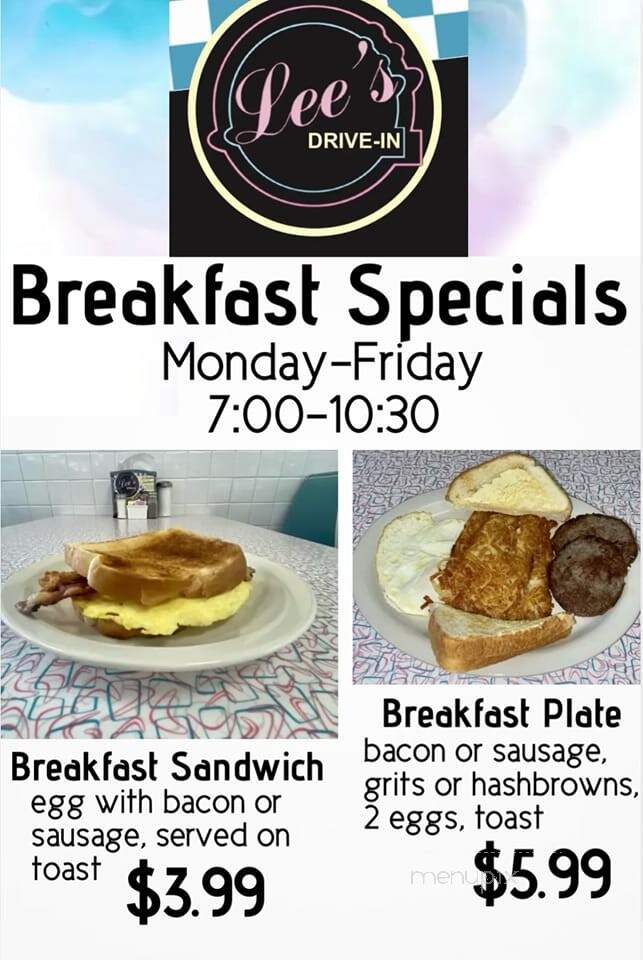 Lee's Drive In - Hammond, LA menu_pic