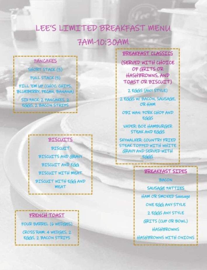 Lee's Drive In - Hammond, LA menu_pic