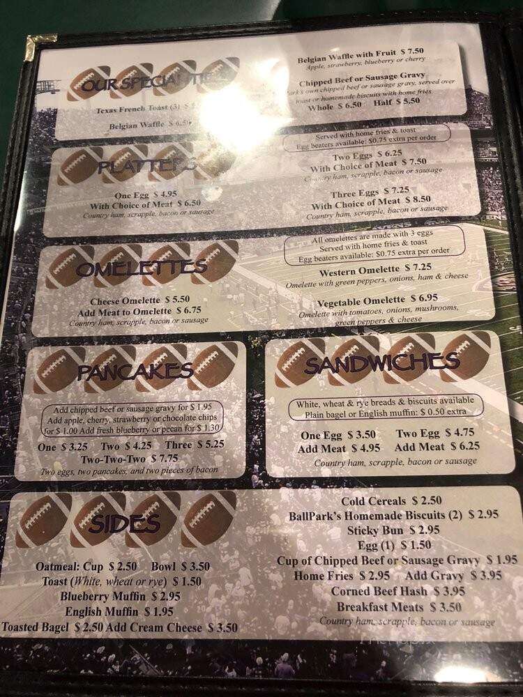 Ballpark Restaurant - Street, MD menu_pic