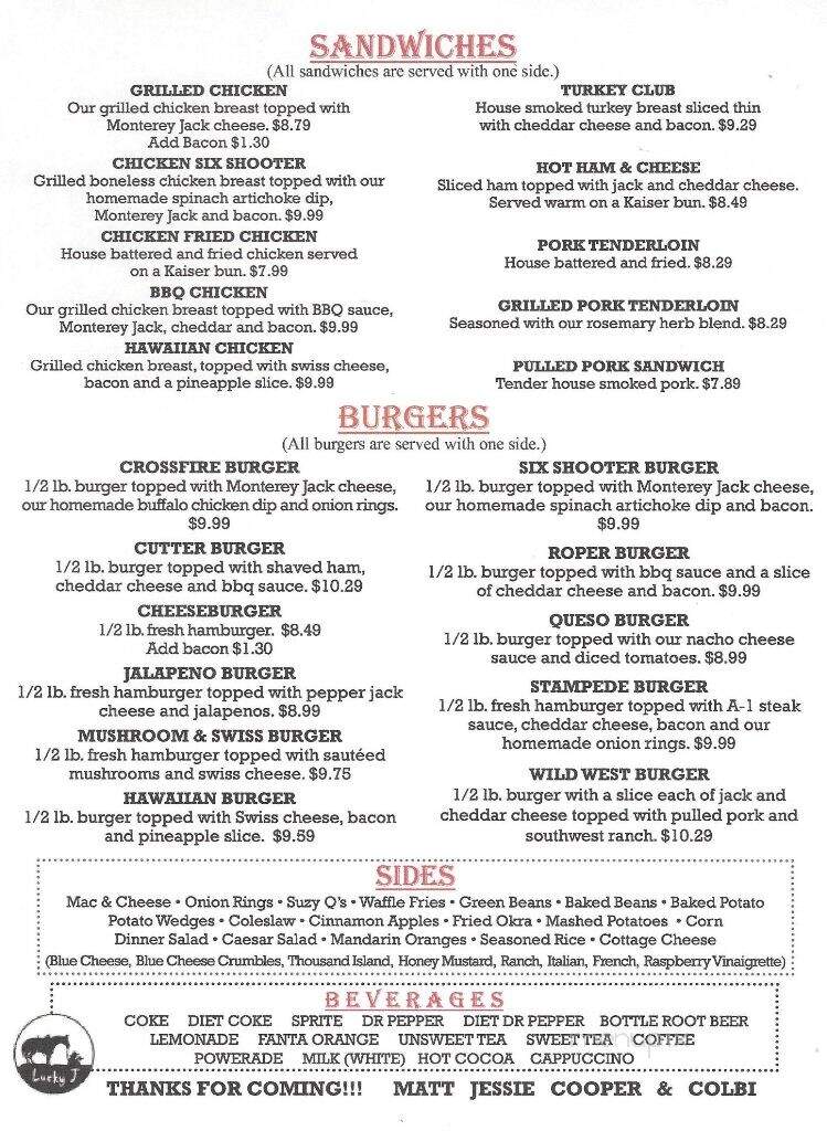 Lucky J Restaurant & Arena - Carthage, MO menu_pic