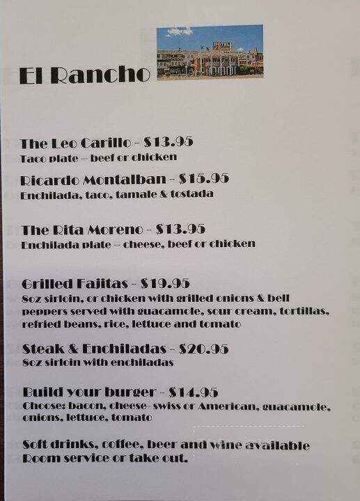 El Rancho Motel & Hotel - Gallup, NM menu_pic