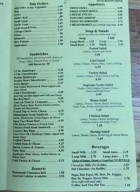 Old Town Cafe - Sand Springs, OK menu_pic