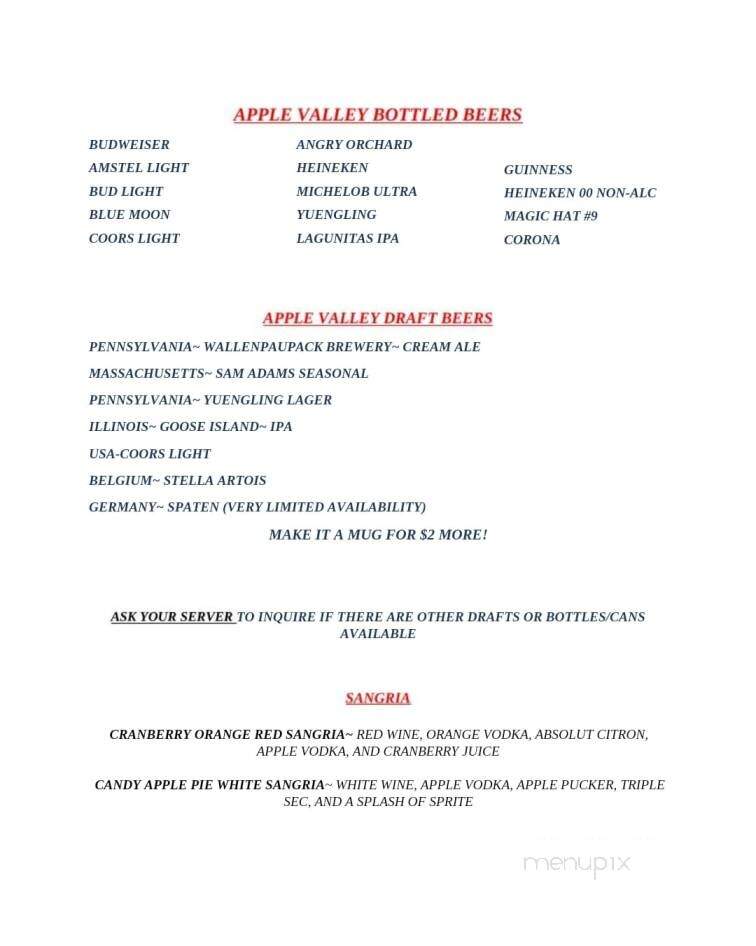 Apple Valley Family Restaurant - Milford, PA menu_pic