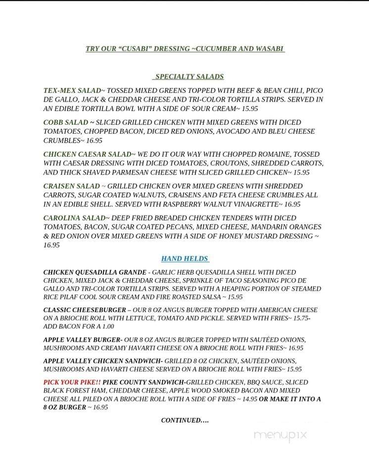 Apple Valley Family Restaurant - Milford, PA menu_pic
