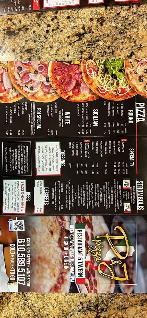 P & J Pizza - Womelsdorf, PA menu_pic