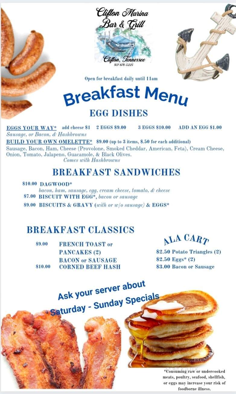 Clifton Marina - Clifton, TN menu_pic