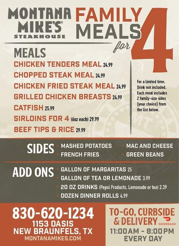 Montana Mike's Steakhouse - New Braunfels, TX menu_pic