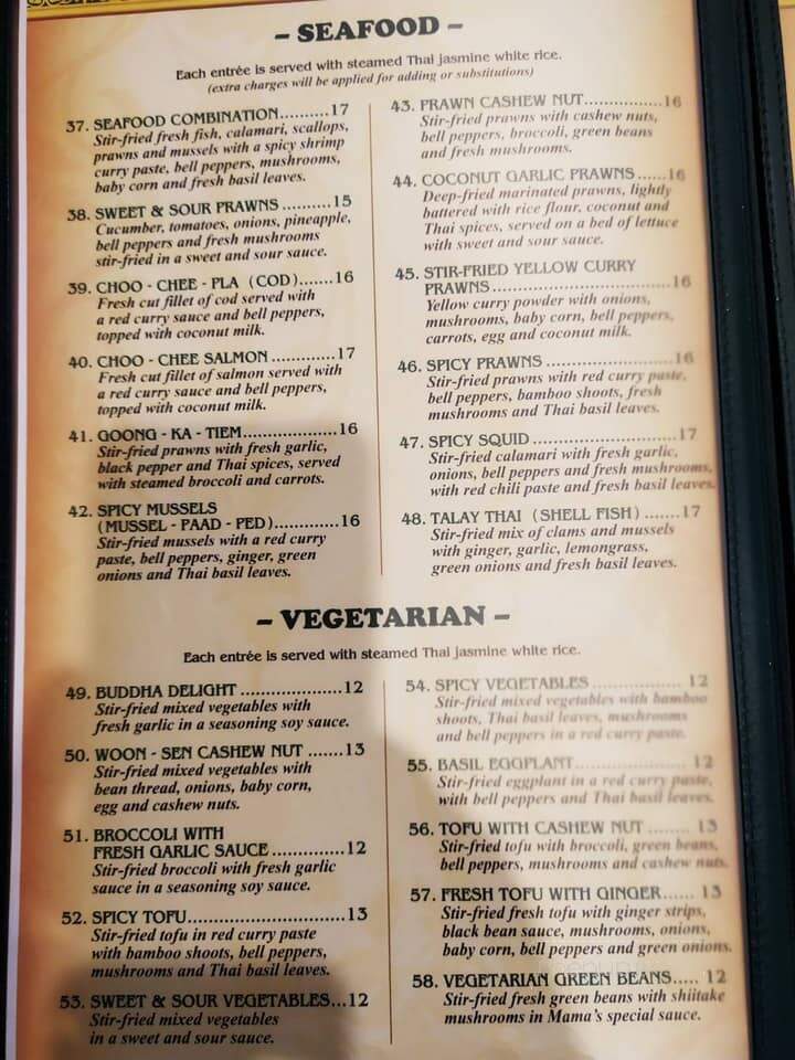 Sawadee Thai Cuisine - Sequim, WA menu_pic