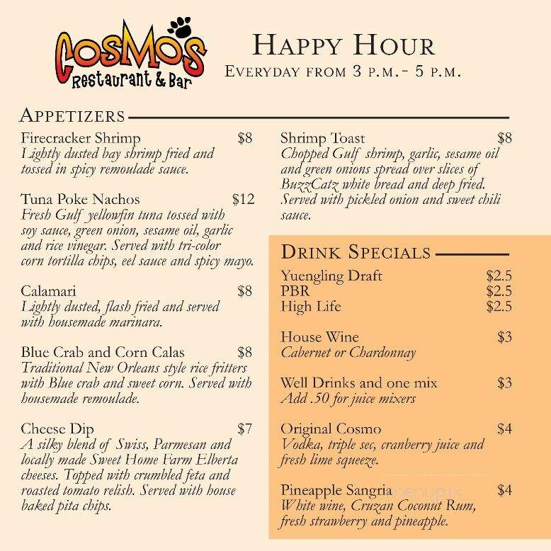 Cosmo's Restaurant & Bar - Orange Beach, AL menu_pic