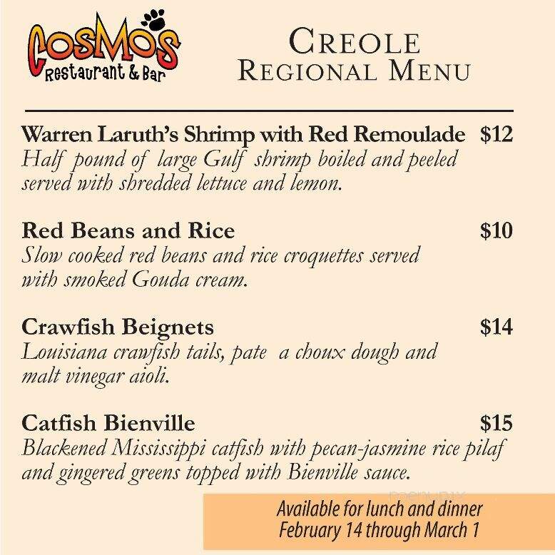 Cosmo's Restaurant & Bar - Orange Beach, AL menu_pic