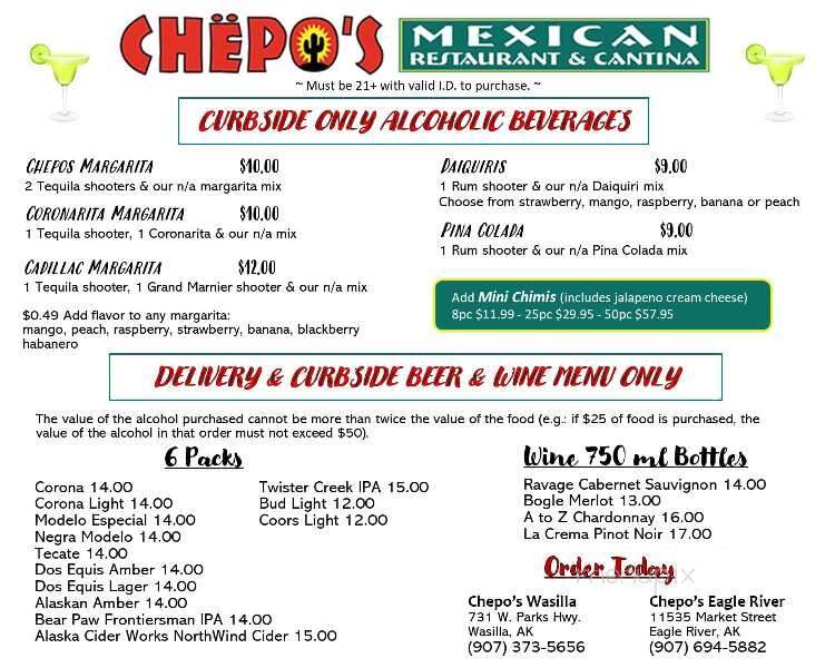 Chepo's Mexican Restaurant - Eagle River, AK menu_pic