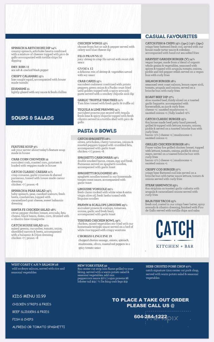 Catch Kitchen + Bar - Richmond, BC menu_pic