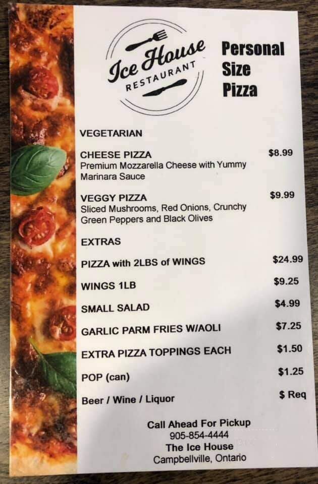 Ice House Restaurant - Campbellville, ON menu_pic