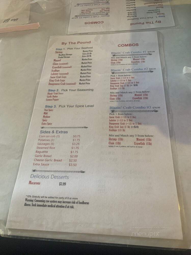 The Blazin' Crab - Redlands, CA menu_pic