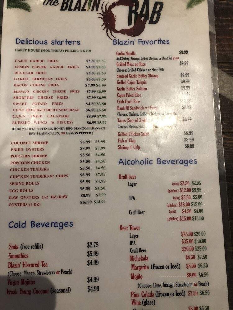 The Blazin' Crab - Redlands, CA menu_pic