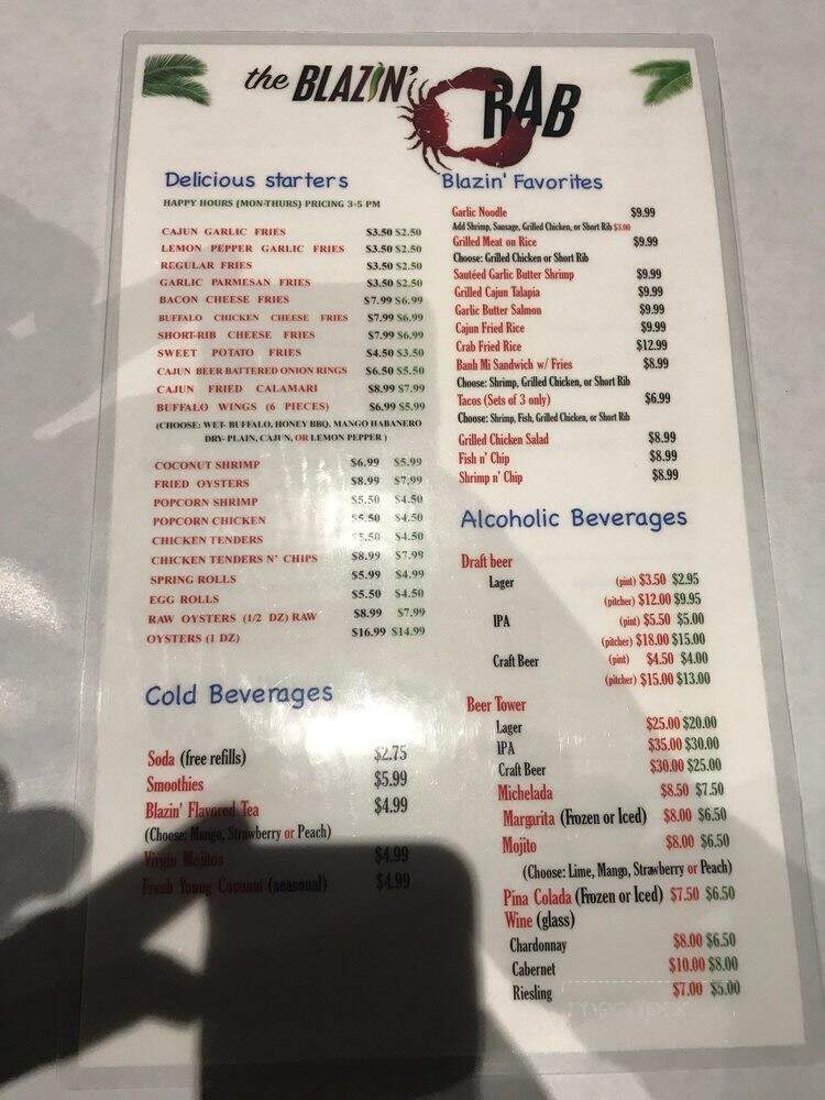 The Blazin' Crab - Redlands, CA menu_pic