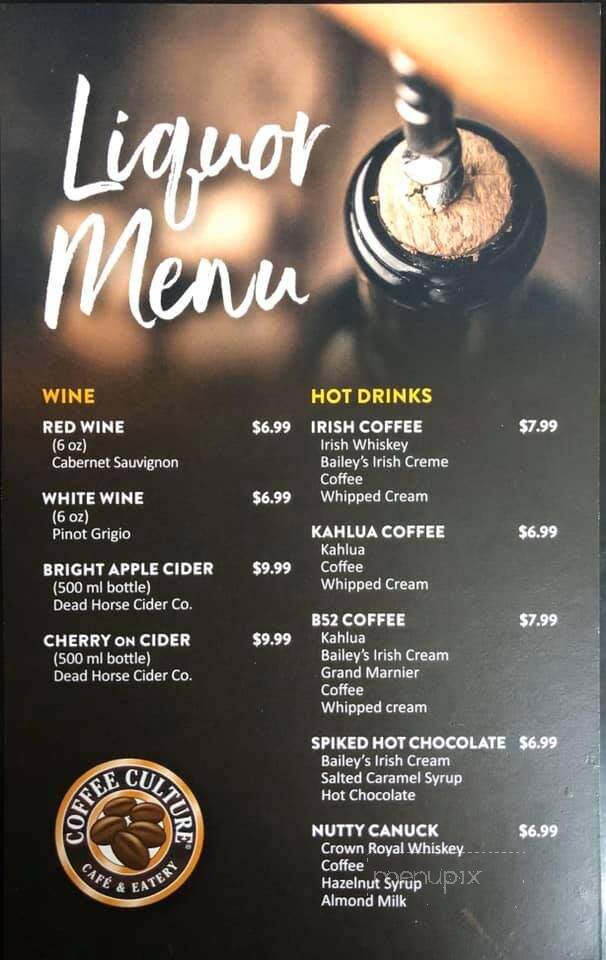 Coffee Culture Cafe & Eatery - Morden, MB menu_pic
