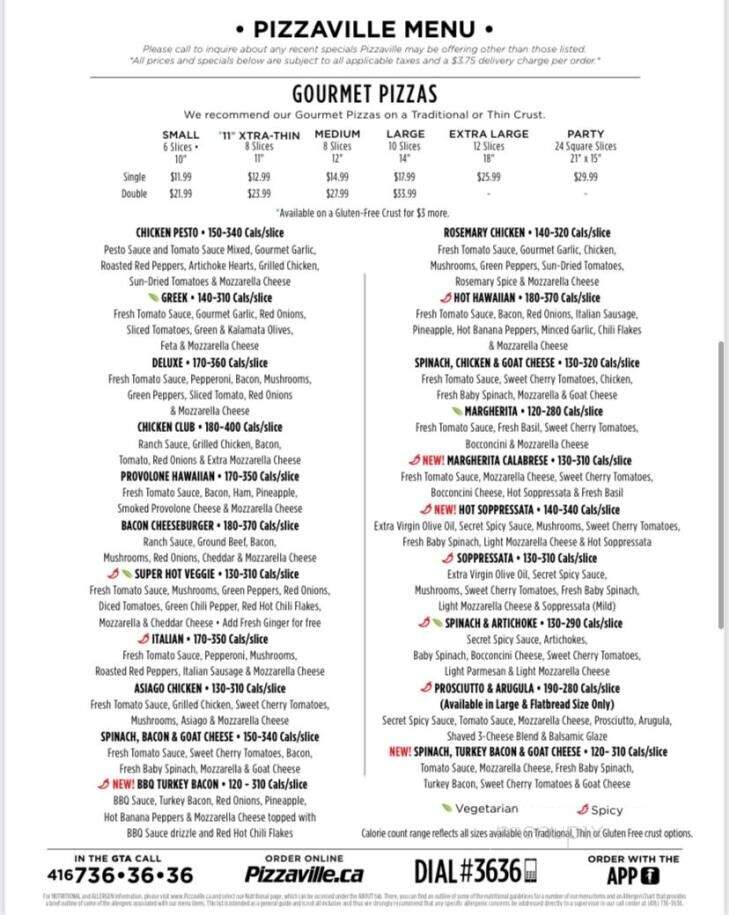 Pizzaville - Collingwood, ON menu_pic