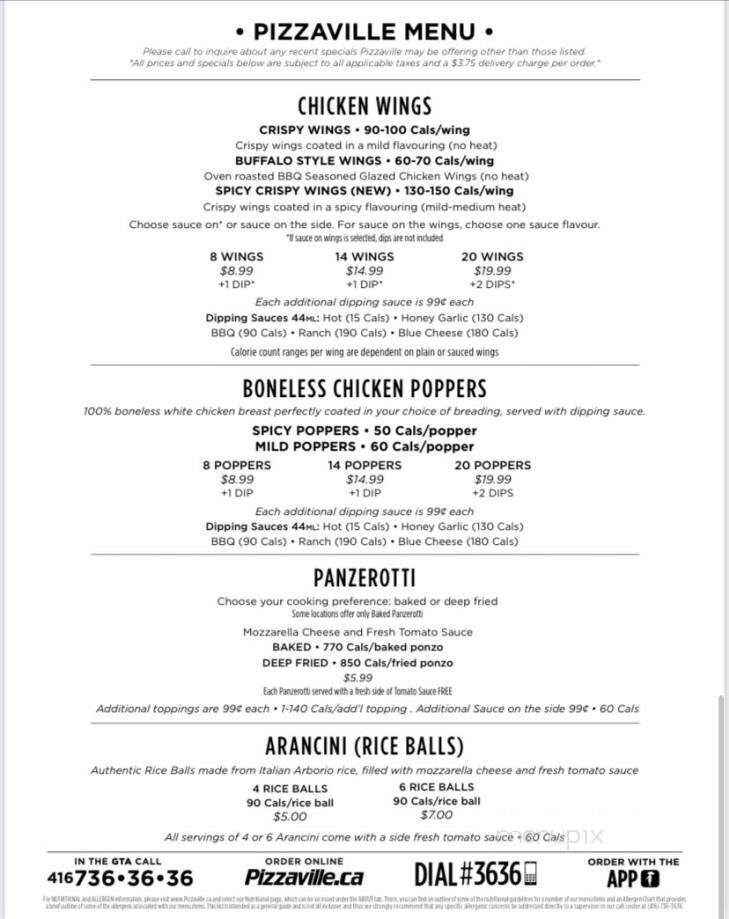 Pizzaville - Collingwood, ON menu_pic