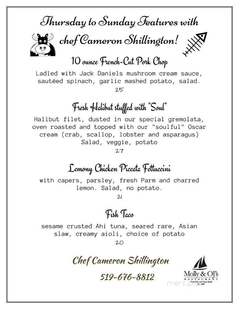 Molly and OJ's Restaurant - Erieau, ON menu_pic