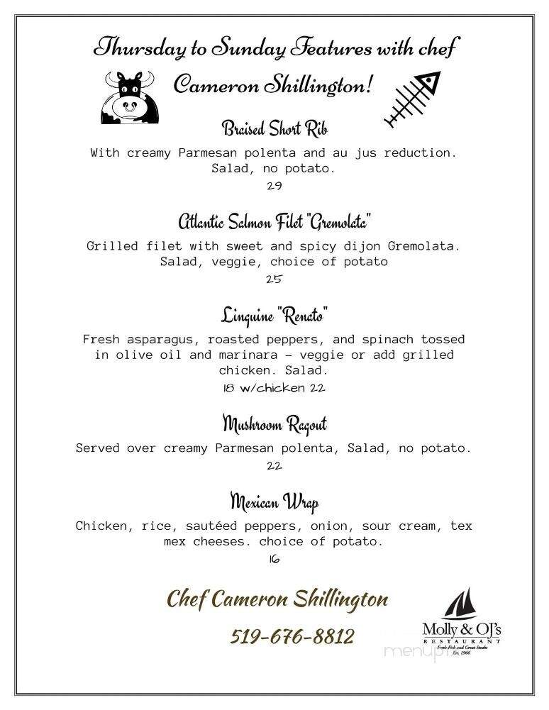 Molly and OJ's Restaurant - Erieau, ON menu_pic