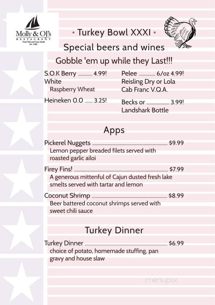 Molly and OJ's Restaurant - Erieau, ON menu_pic