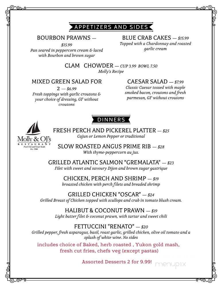 Molly and OJ's Restaurant - Erieau, ON menu_pic