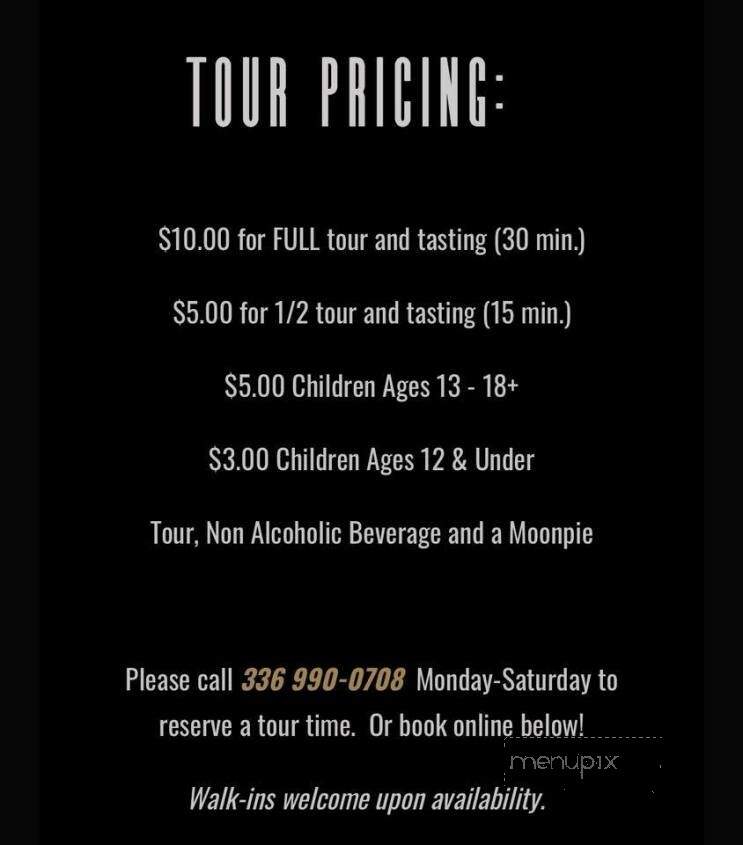 Call Family Distillers - Wilkesboro, NC menu_pic
