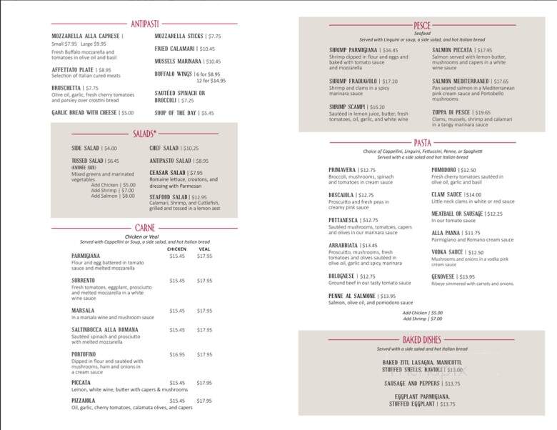 Portofino's - Indian Land, SC menu_pic