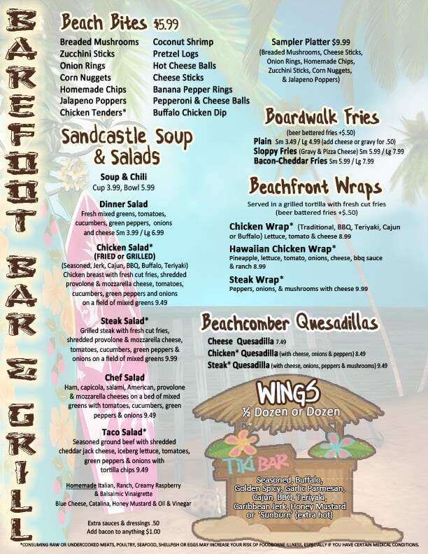 Barefoot Bar & Grill - Leechburg, PA menu_pic