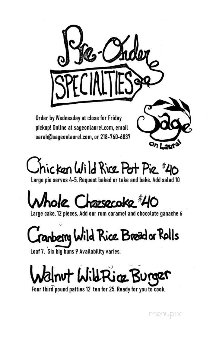 Sage on Laurel - Brainerd, MN menu_pic