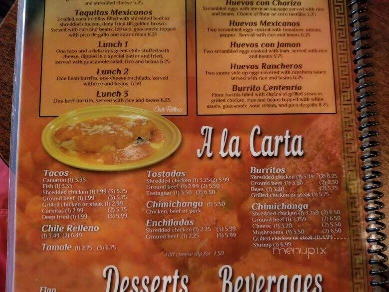 El Centenario - Camdenton, MO menu_pic