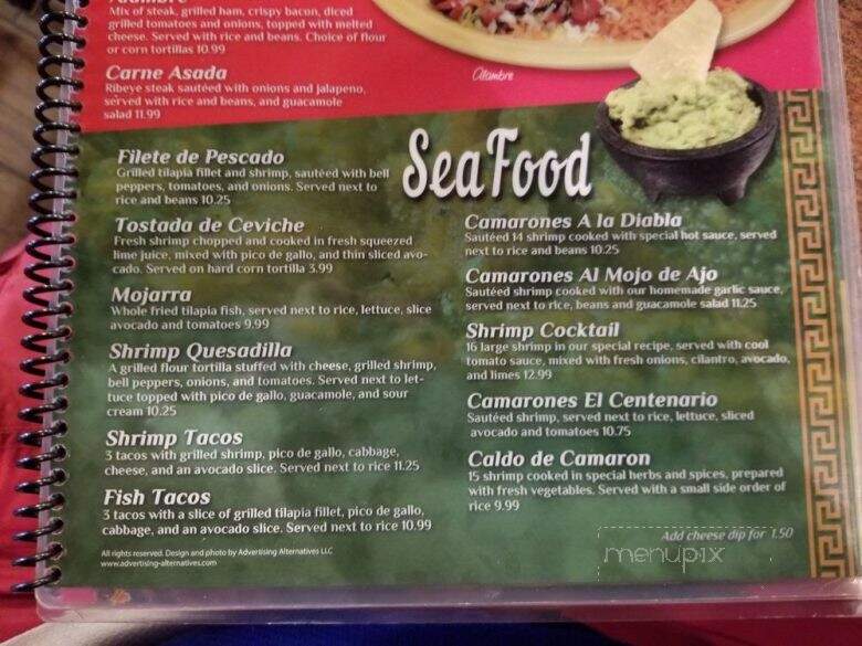 El Centenario - Camdenton, MO menu_pic